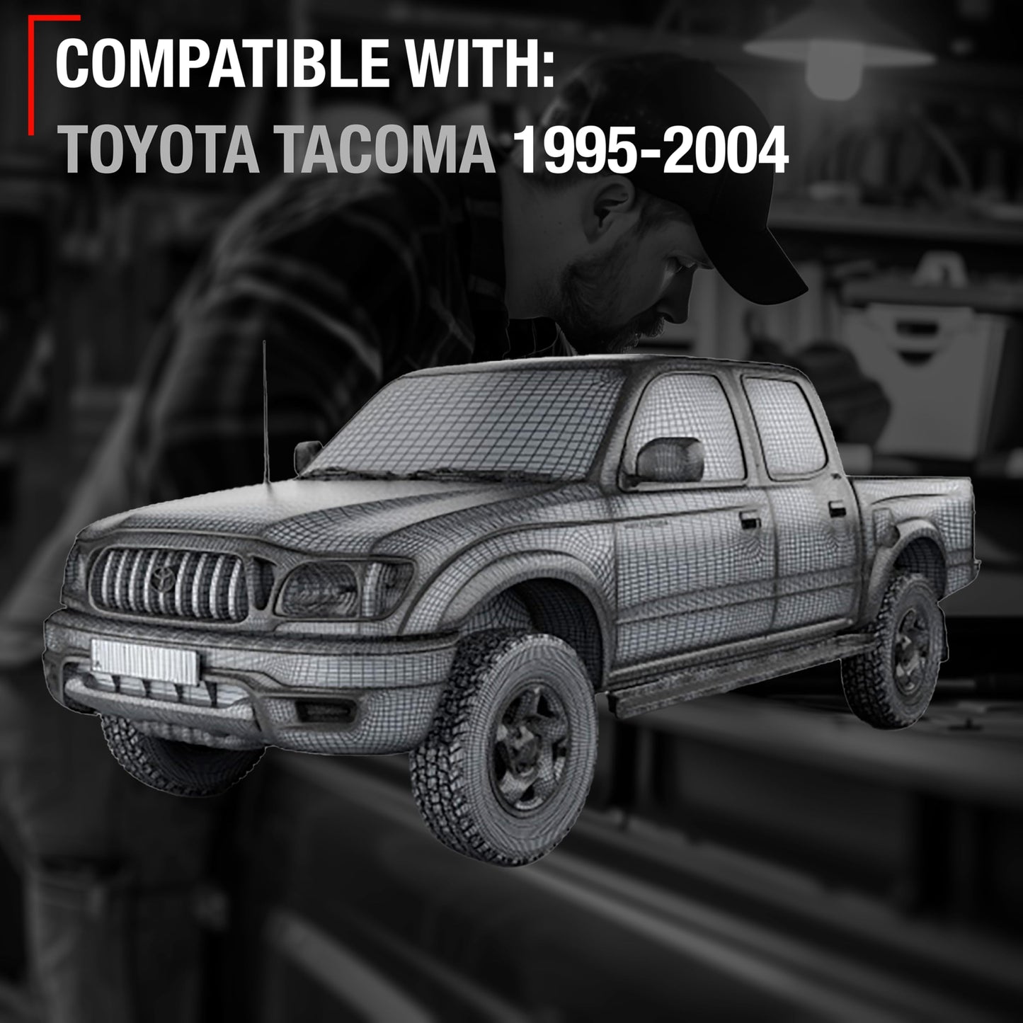 2001-2004 Toyota Tacoma Exterior Rear Passenger Door Handle Replacement - Textured Black Plastic - Rear Passenger Handle (Metal)