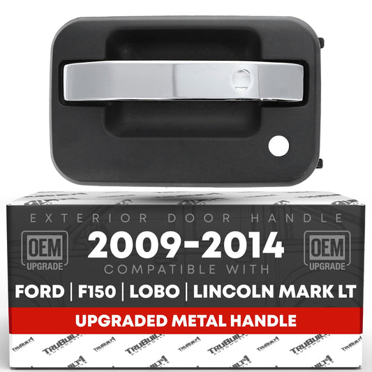 Ford F-150 Mark LT Driver Door Handle - Front - Chrome & Black - Metal with Keyhole - 2009-2014 - Front Driver Side Handle