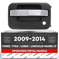 2009-2014 Ford F-150 Lobo Lincoln Mark LT Exterior Front Driver Door Handle, Upgraded Metal - Chrome and Black with Keyhole - Front Driver Side Handle