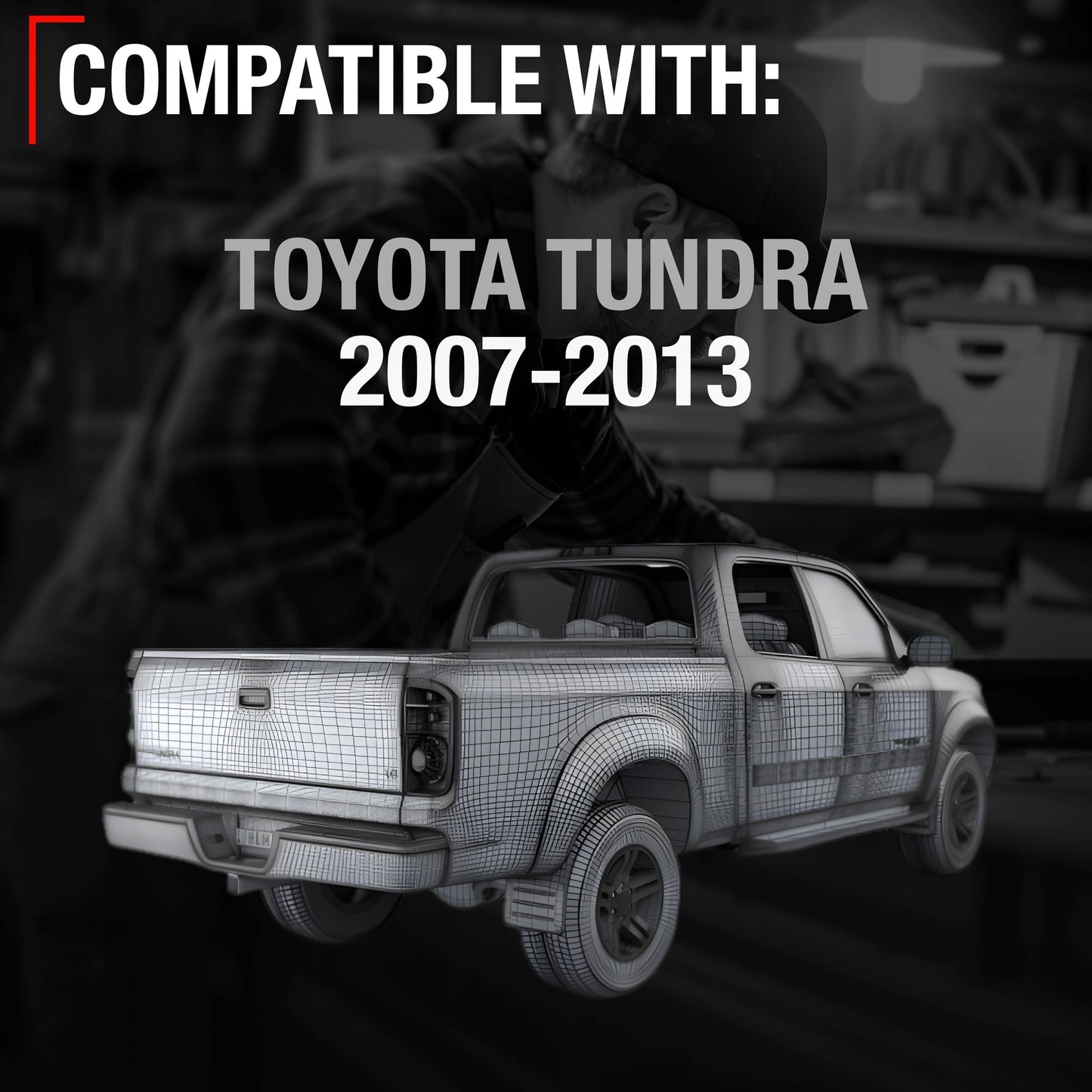 2007-2013 Toyota Tundra Tailgate Handle Latch with Camera Hole - Exterior Tailgate Latch Assembly Textured Black - OE Replacement Handle