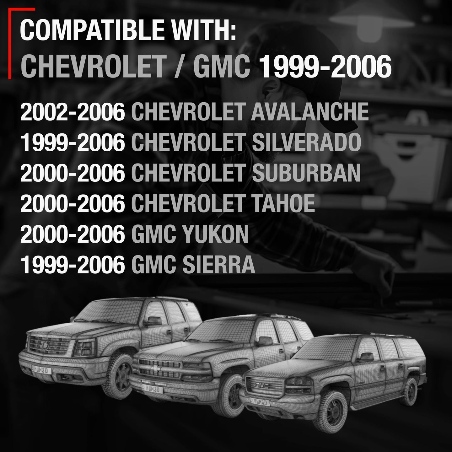 Chevrolet Silverado GMC Sierra Suburban Tahoe Avalanche Exterior Front Door Handle Set - Driver & Passenger - Textured Black - Front Left and Right Pair