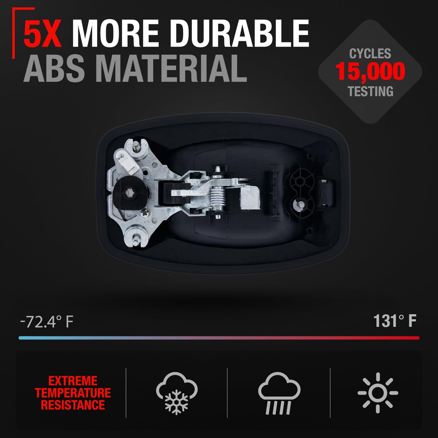 2014-2021 Dodge Ram ProMaster 1500 2500 3500 Fiat Ducato Exterior Front Driver Door Handle - Textured Black - Front Driver Handle w/ Keyhole