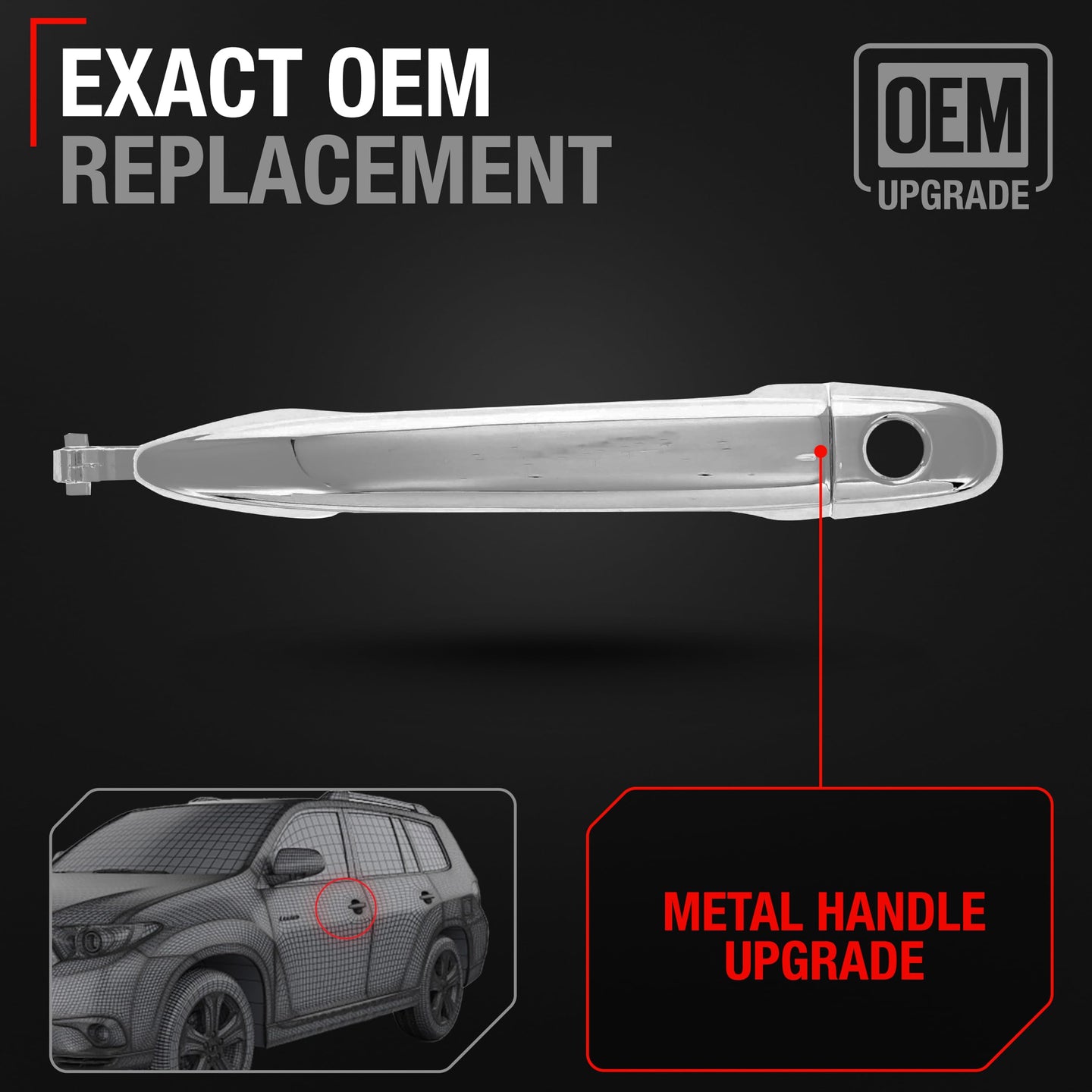 2005-2015 Toyota Tacoma Exterior Front Driver or Passenger Door Handle, All Chrome w/ Keyhole - Front Driver or Passenger Handle