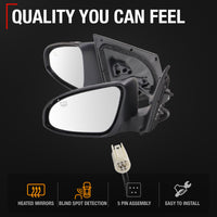 Driver Side Heated Power Side View Mirror - Compatible with 2014-2019 Toyota Corolla - Power Heated, Manual Folding - Paintable Textured Black Housing - OEM 8794002F31C0 - Driver Side Mirror