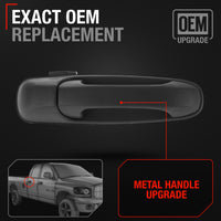 2002-2010 Dodge Ram 1500, 2500, 3500, 4500, 5500; Dakota, Durango; Mitsubishi Raider Exterior Rear Passenger Door Handle, Upgraded Metal - Textured Black