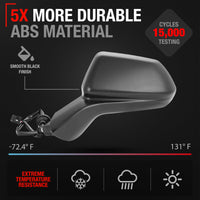 2016-2021 Chevrolet Camaro Driver Side Mirror Replacement Powered Adjustment Non-Foldable Flat Glass Smooth Black - Driver Side Mirror