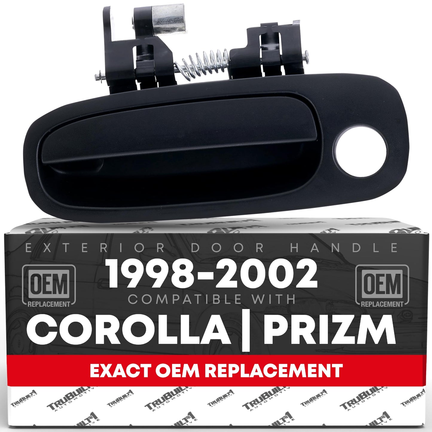 1998-2002 Toyota Corolla Chevrolet Prizm Exterior Front Driver Door Handle Replacement - Textured Black, Plastic - Front Driver Side