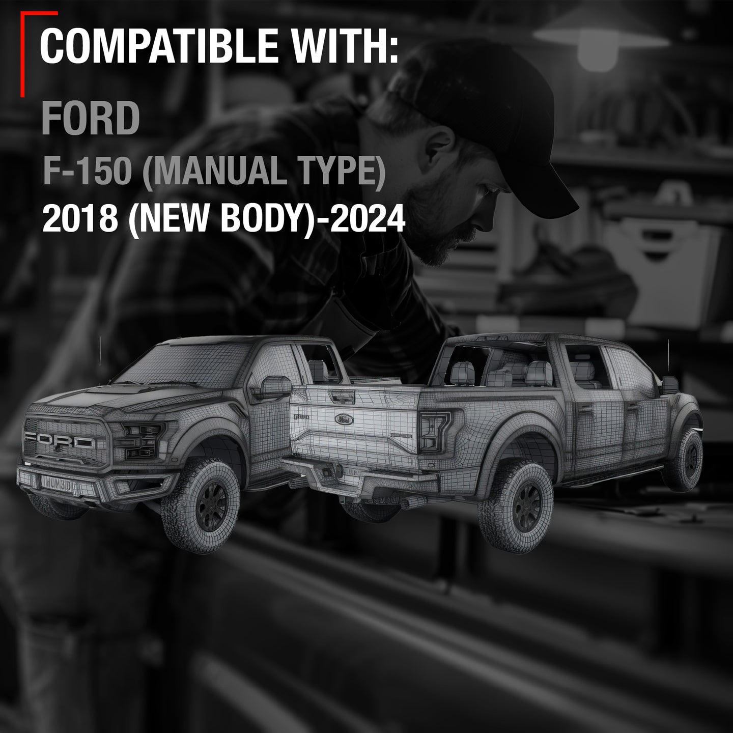 Tailgate Handle Latch Replacement, Upgraded Metal - Compatible with 2018 (New Body) - 2024 Ford F-150 - Exterior Tailgate Assembly, Textured Black w/ Keyhole, Camera Hole - OEM JL3Z-9943400-EB - Texture Tailgate Handle
