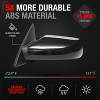 2007-2012 Nissan Altima Sedan Driver Side Mirror Replacement Powered Adjustment Non-Foldable Flat Glass Smooth Black - Driver Side Mirror