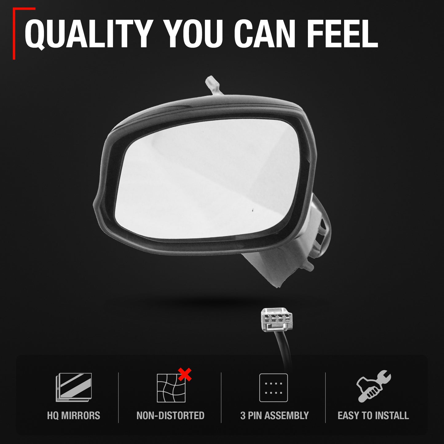 Driver Side Power Adjustable Side View Mirror - Compatible with 2012-2013 Honda Civic - Power Adjust, Non-Heated, Manual Folding - Paintable Textured Black Housing - OEM 76258TR3A01-PFM