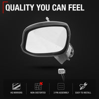 Driver Side Power Adjustable Side View Mirror - Compatible with 2012-2013 Honda Civic - Power Adjust, Non-Heated, Manual Folding - Paintable Textured Black Housing - OEM 76258TR3A01-PFM