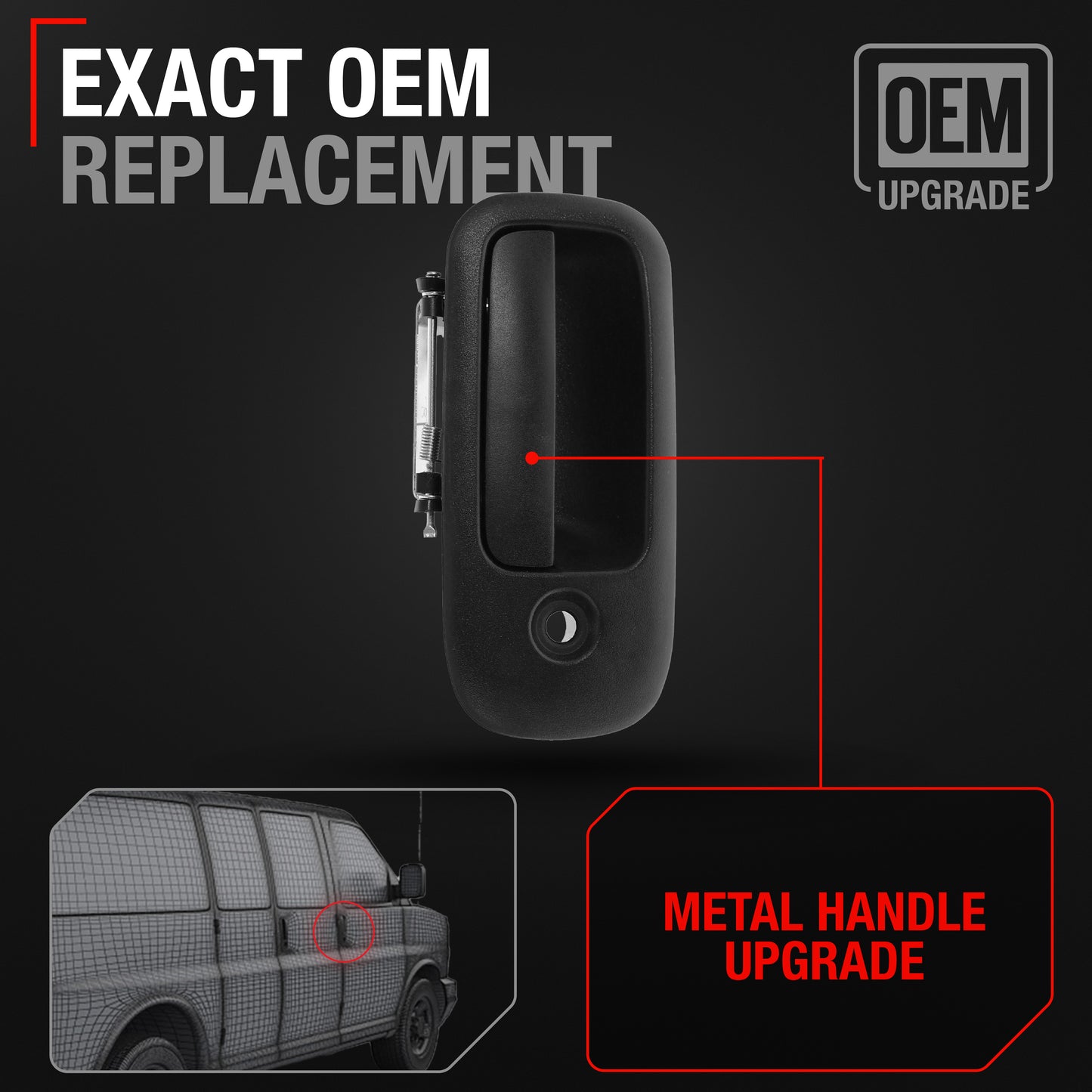 GMC Savana Front Passenger Door Handle - Textured Black Finish, Metal Upgrade for Chevrolet Express - Front Passenger Side Handle
