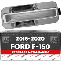2015-2018 Ford F-150 Exterior Rear Driver Door Handle, Upgraded Metal - All Chrome - Rear Driver Side Handle