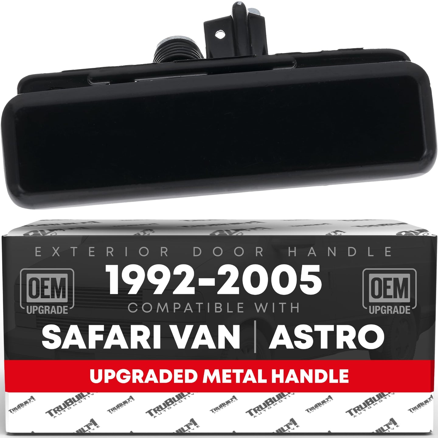 1992-2005 GMC Safari Chevrolet Astro Exterior Front Passenger Door Handle - Smooth Black Metal Lever - Passenger Front Handle