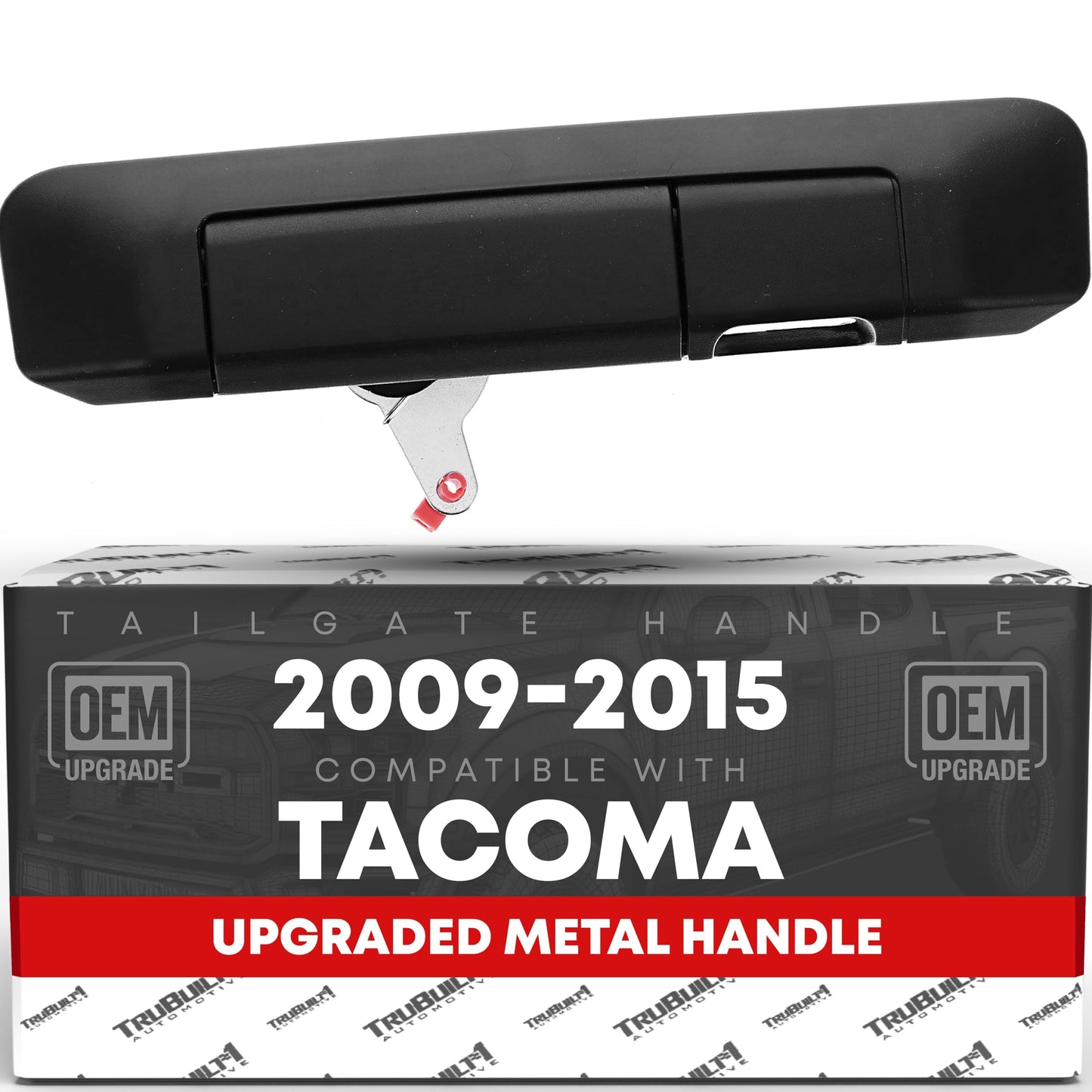 2009-2015 Toyota Tacoma Tailgate Handle Assembly Replacement, Upgraded Metal - Exterior Rear Latch, Textured Black with Camera Hole - Texture Tailgate Handle