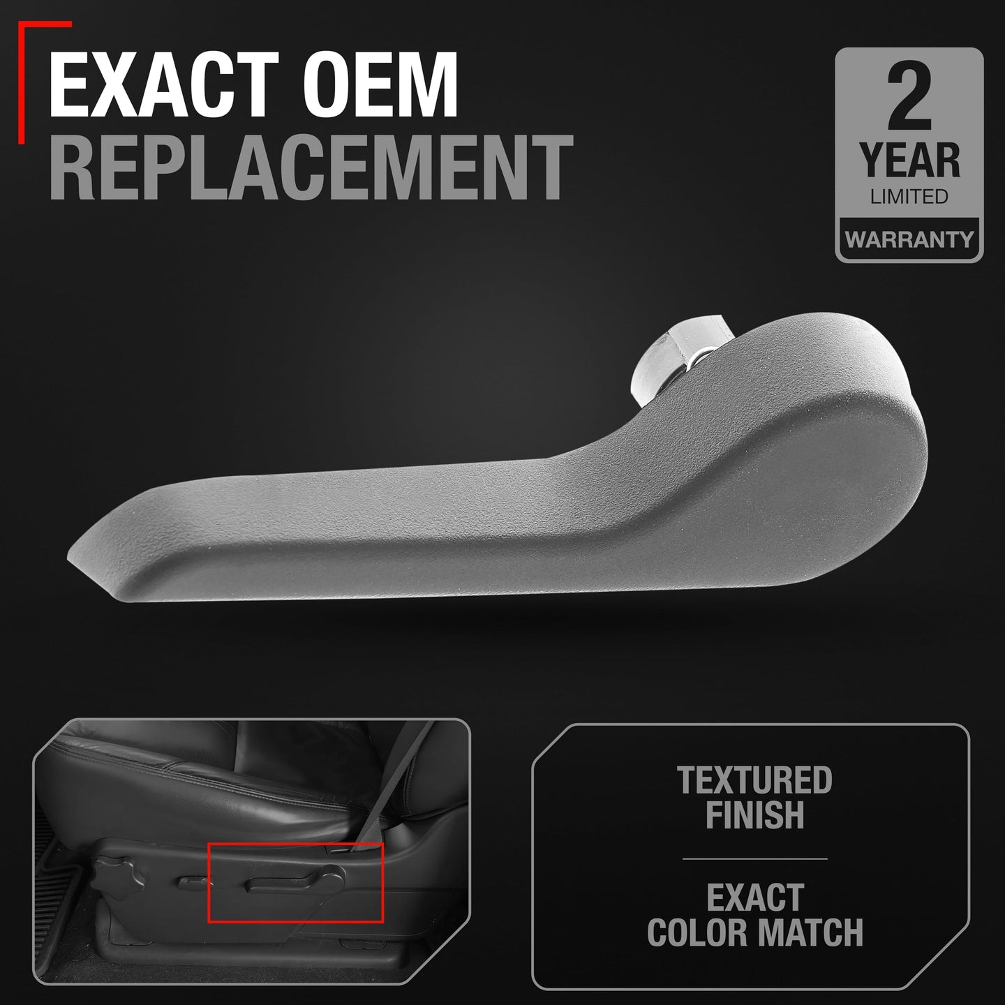 2007-2014 Chevrolet Avalanche Silverado Suburban GMC Sierra Yukon XL Seat Recliner Handle Front/Rear Left - Textured Black - Driver Recliner Handle