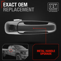 2002-2010 Dodge Ram 1500, 2500, 3500, 4500, 5500; Dakota, Durango; Mitsubishi Raider Exterior Front Passenger Door Handle, Upgraded Metal - Textured Black w/ Keyhole - Front Passenger Side Handle