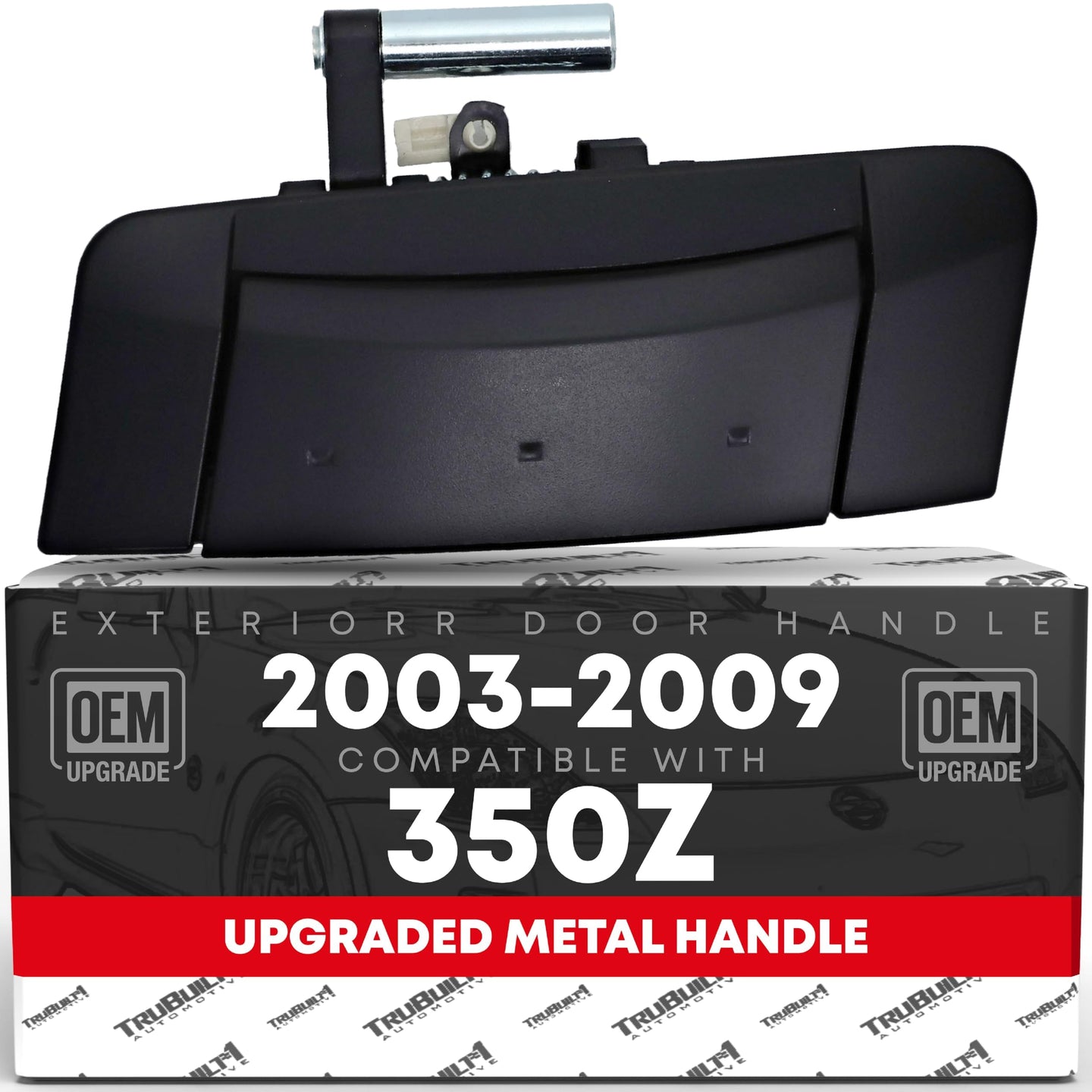 2003-2009 Nissan 350Z Exterior Front Passenger Door Handle Replacement - Primed Matte Black No Keyhole - Passenger Side Handle - Black