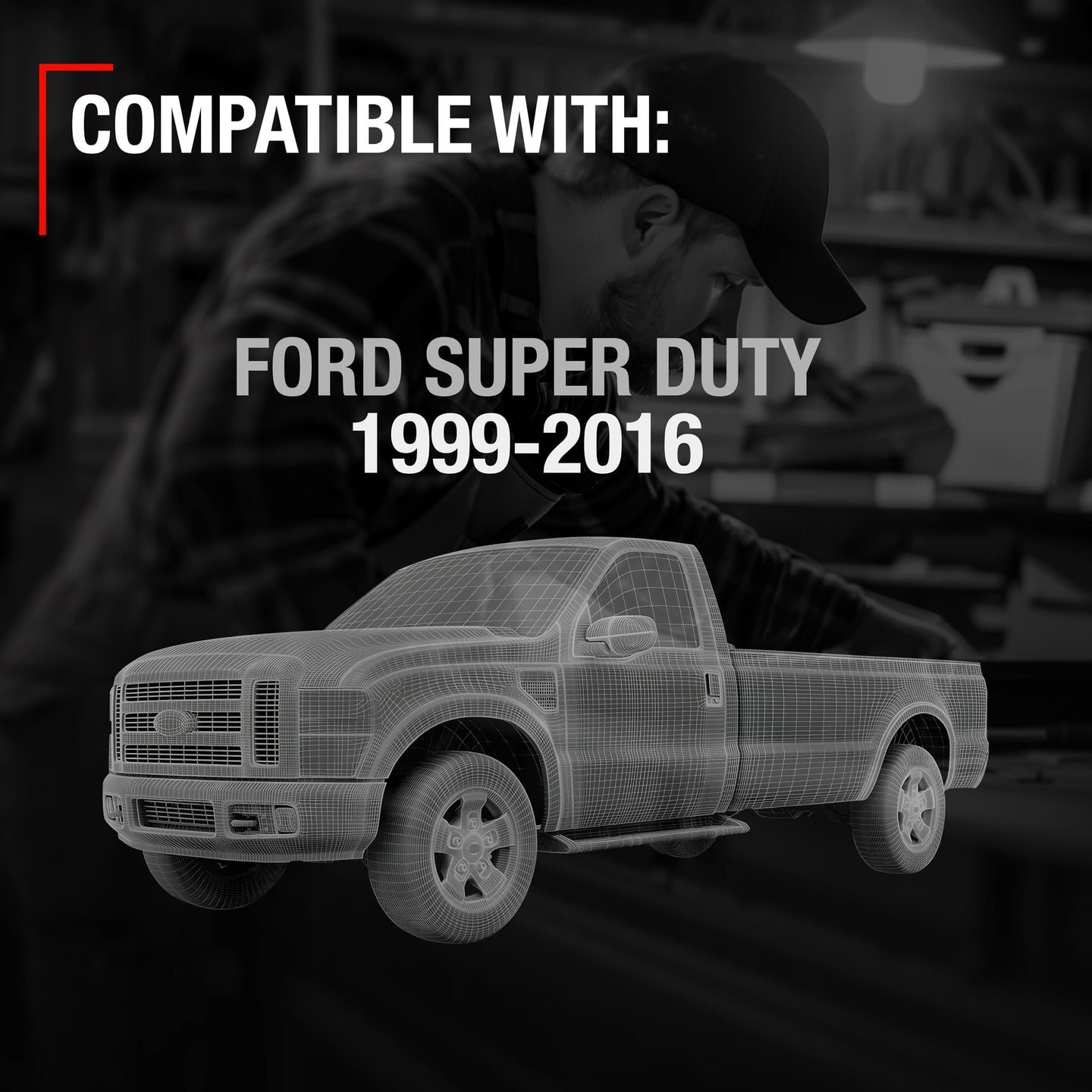 1999-2016 Ford F-Super Duty Exterior Front Driver and Passenger Door Handle Replacement - Upgraded Metal Textured Black - Front Left/Right Doors