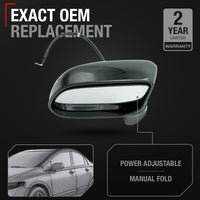 Driver Side Power Adjustable Side View Mirror - Compatible with 2006-2011 Honda Civic - Power Adjust, Non-Heated, Manual Folding - Paintable Textured Black Housing - OEM 76250SNEA01
