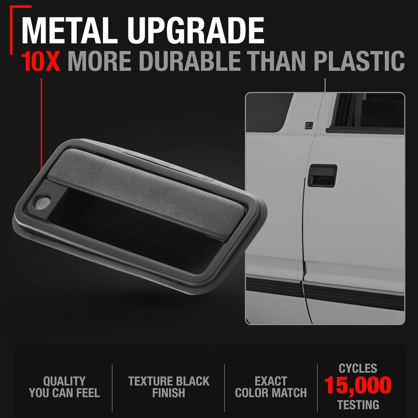 1994-2002 Chevrolet C/K Silverado Suburban Tahoe Blazer GMC Yukon Sierra Cadillac Escalade Exterior Front Passenger Door Handle Upgraded Metal - Textured Black - All-Metal Right Handle