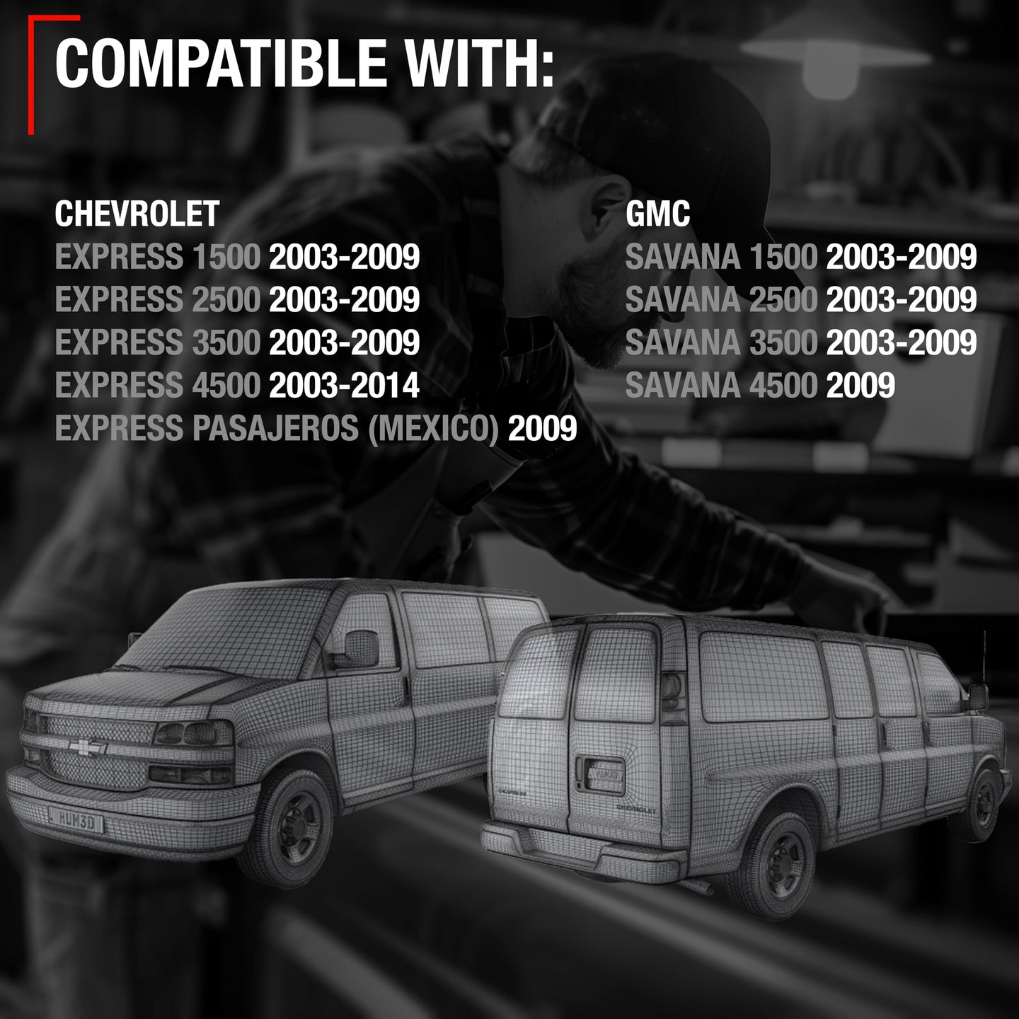 2003-2009 Chevrolet Express Rear Driver Hinged Door Handle, Textured Black - Rear Driver Side Hinged Door