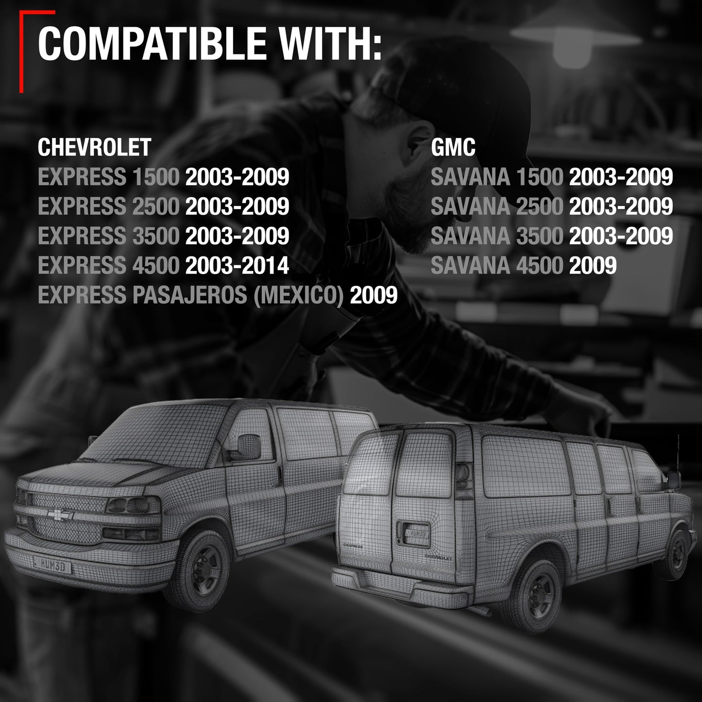 2003-2009 Chevrolet Express Rear Driver Hinged Door Handle, Textured Black - Rear Driver Side Hinged Door