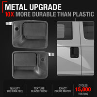 1999-2016 Ford F-Super Duty Exterior Front Driver and Passenger Door Handle Replacement - Upgraded Metal Textured Black - Front Left/Right Doors