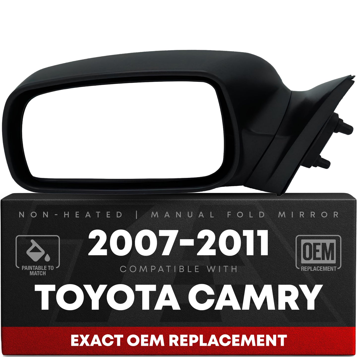 Driver Side Power Adjustable Side View Mirror - Compatible with 2007-2011 Toyota Camry - Power Adjust, Non-Heated, Manual Folding - Paintable Smooth Housing - OEM 8794006924 - Driver Side Mirror