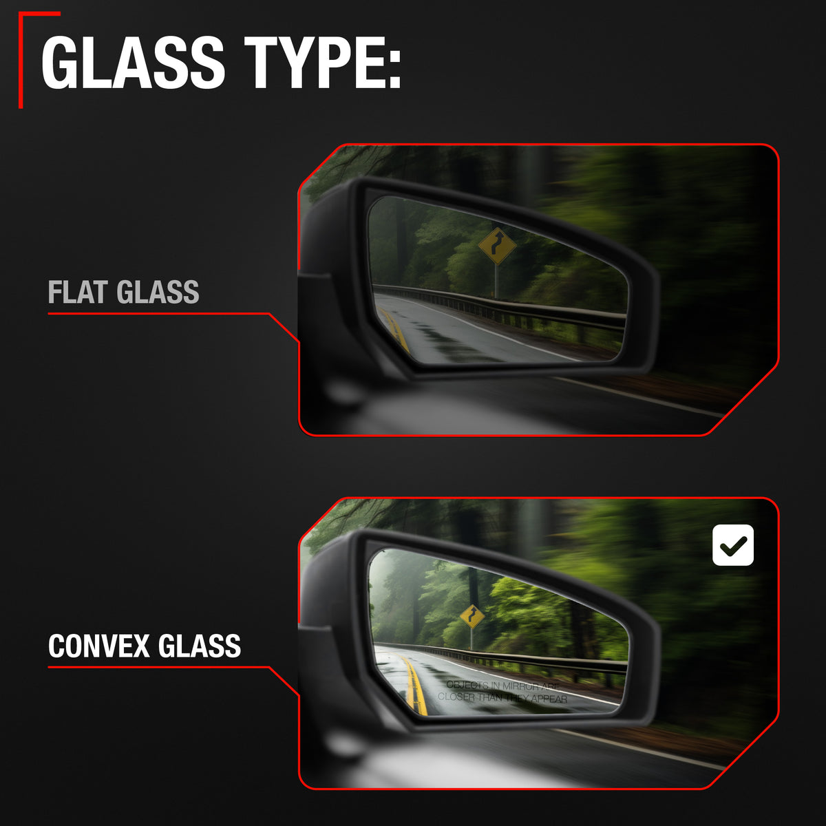 Side Mirror Replacement - Compatible with 2014-2017 Honda Odyssey EX, EX-L - Powered Adjustment, Heated - Smooth Black - Passenger Side w/ Camera - Passenger Side (Right)