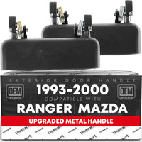 1993-2000 Ford Ranger Exterior Front Driver & Passenger Door Handle, Upgraded Metal - Textured Black - Front Left + Right - Metal