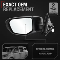 2017-2021 Honda Civic Sedan Coupe Driver Side Mirror Replacement Powered Manual Fold Flat Glass Smooth Black - Driver Side Mirror