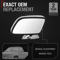 1987-1988 Toyota Pickup Driver Side Mirror Manual Non-Heated Manual Fold Chrome Smooth