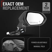 2020-2022 Toyota Corolla Passenger Side Mirror Replacement Powered Manual Fold Heated Convex Glass Smooth Black - Passenger Side Mirror