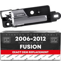 2006-2012 Ford Fusion Lincoln MKZ Mercury Milan Interior Rear Passenger Door Handle Replacement, Upgraded Metal - All Chrome - Rear Driver Handle - Metal