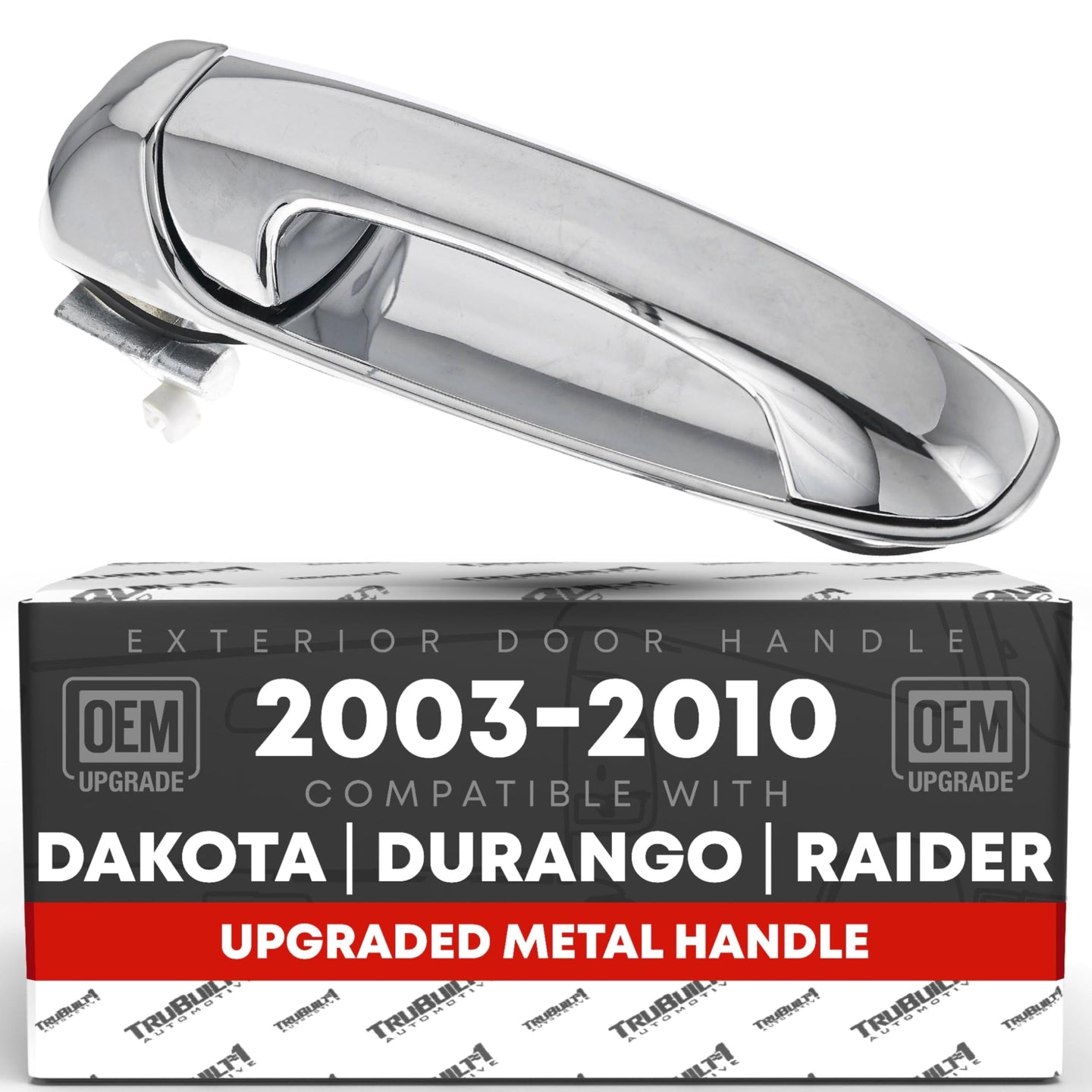 2002-2009 Dodge Ram 1500 2500 3500 4500 5500; 2005-2010 Dodge Dakota; 2004-2009 Dodge Durango Exterior Front Passenger Door Handle, Upgraded Metal - All Chrome - Front Passenger Side Handle