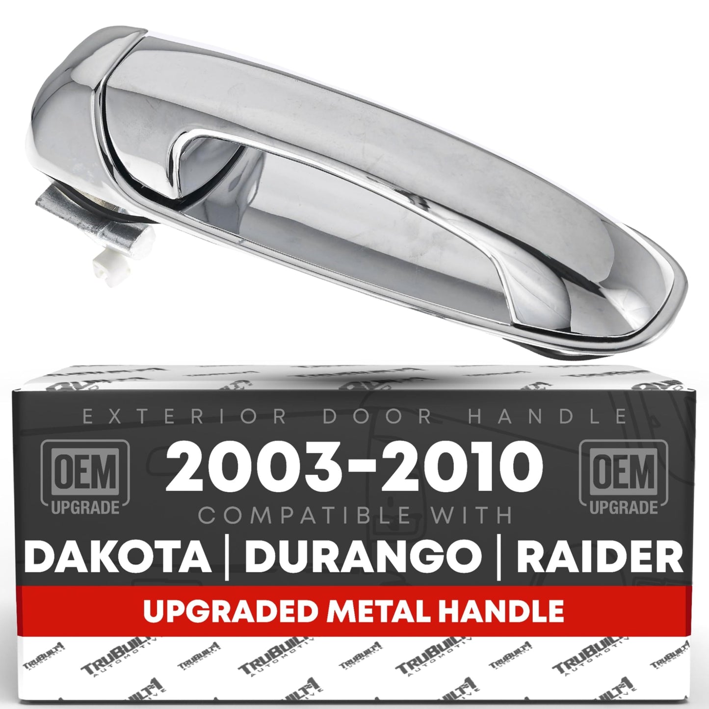 2002-2009 Dodge Ram 1500 2500 3500 4500 5500; 2005-2010 Dodge Dakota; 2004-2009 Dodge Durango Exterior Front Passenger Door Handle, Upgraded Metal - All Chrome - Front Passenger Side Handle