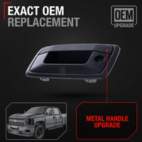 Chevrolet Silverado GMC Sierra Tailgate Handle - Upgraded Metal - Liftgate Latch with Camera Hole - Black Metal Tailgate