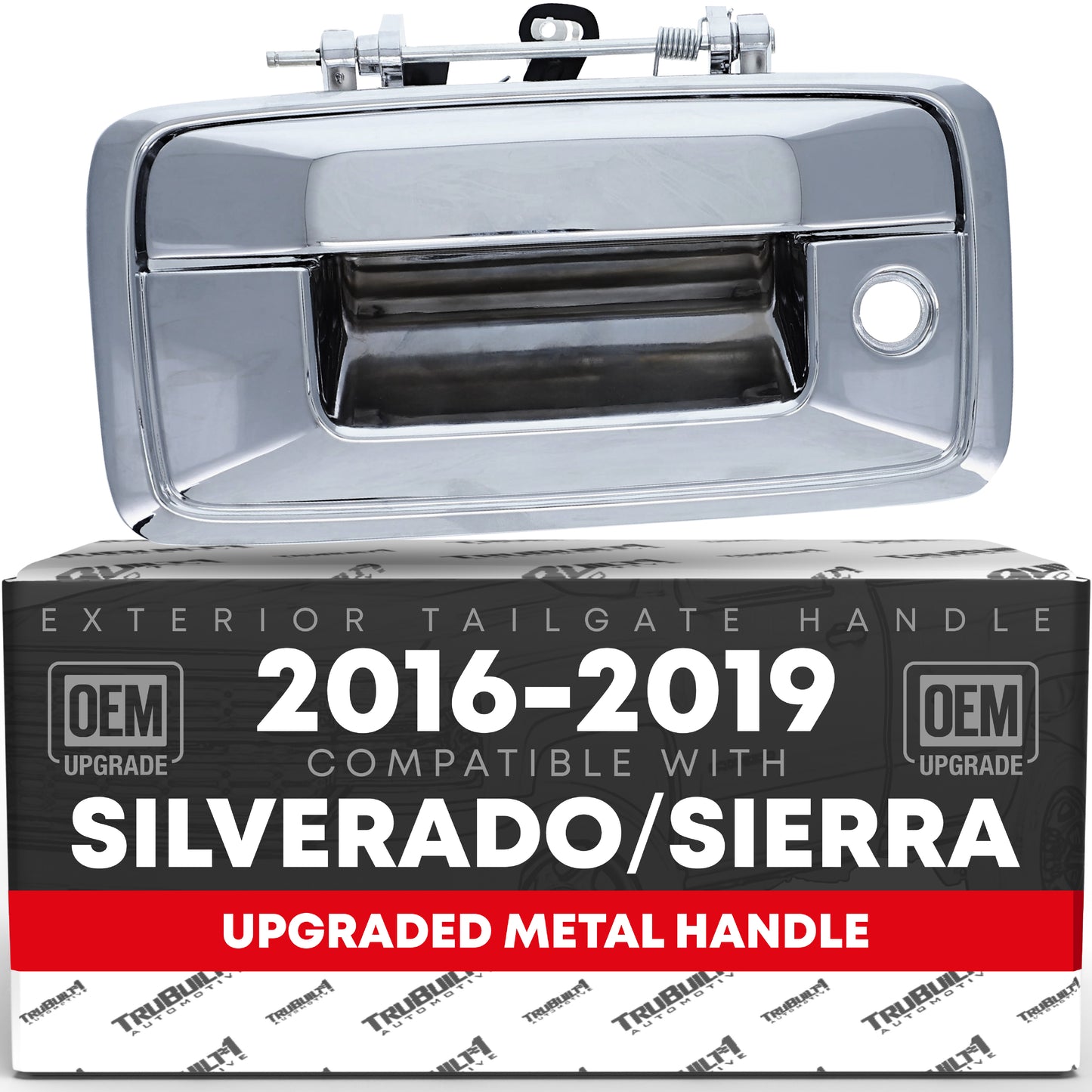 2016-2019 Chevrolet Silverado GMC Sierra Tailgate Handle Assembly - Upgraded Metal Liftgate Latch Handle Chrome with Camera Hole - Chrome Metal Tailgate