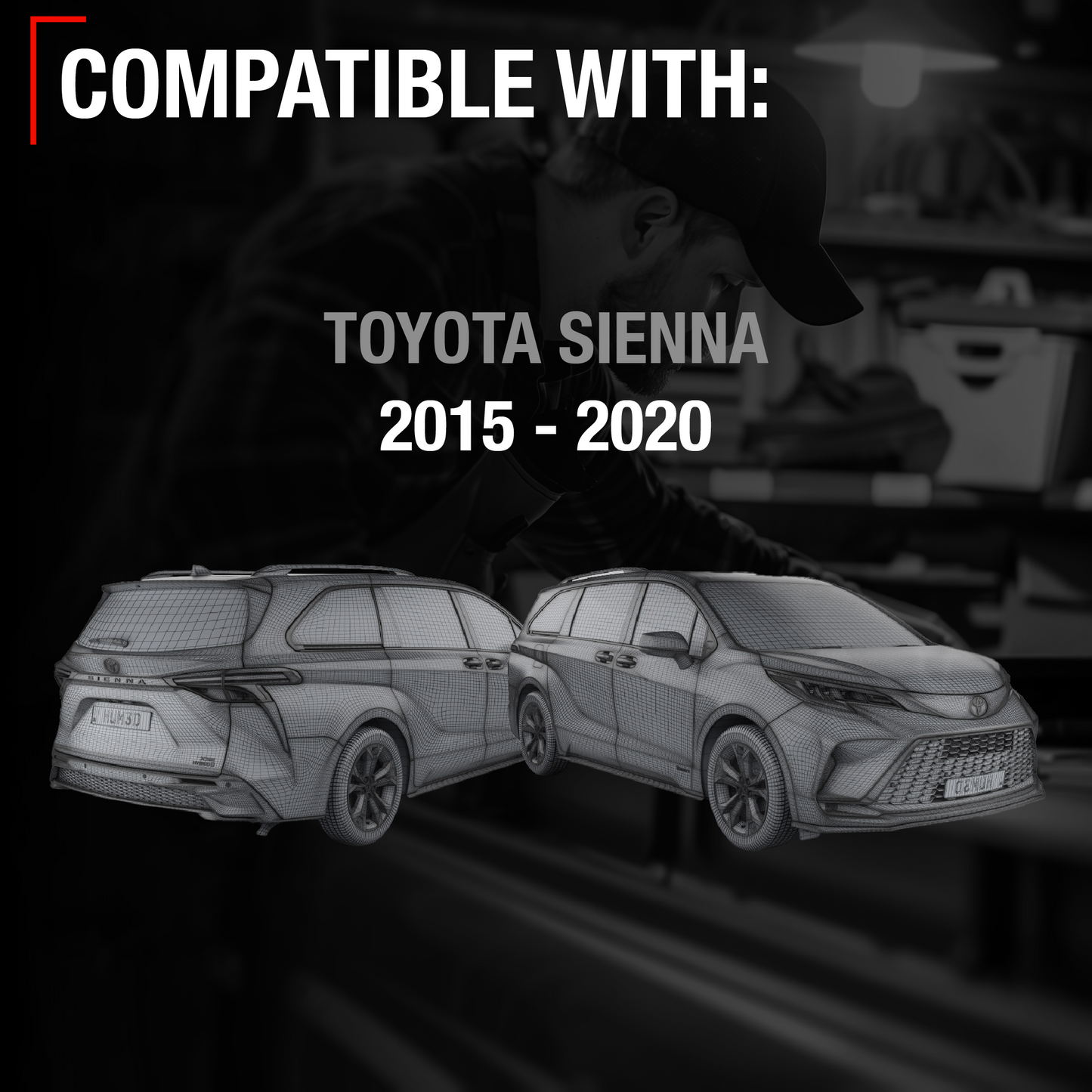 2015-2020 Toyota Sienna Driver Side Mirror Manual Heated Manual Fold Blind Spot Paintable Textured - Driver Side Mirror