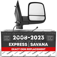 Chevrolet Express GMC Savana Passenger Side Mirror - Heated, Manual Folding, Dual Glass - Passenger Side Mirror