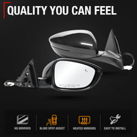 2018-2022 Honda Accord Passenger Side Mirror Replacement Powered Manual Fold Heated Turn Signal Convex Glass Smooth Black - Passenger Side Mirror