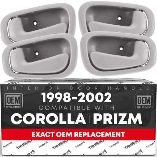 8-pc Interior & Exterior Front/Rear Driver & Passenger Door Handle - Compatible with 1998-2002 Toyota Corolla; 98-02 Chevrolet Prizm - OEM 94859666, 94859670, 94857480, 94857481, 94857484, 94857485 - 8-Piece Set - Beige