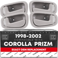 Interior Front/Rear Driver & Passenger Door Handle 4-Piece Set - Compatible with 1998-2002 Toyota - Light Gray (Charcoal) - Plastic - OEM 69206-02050-GRAY, 69205-02050-GRAY - 4-Piece Set - Light Gray