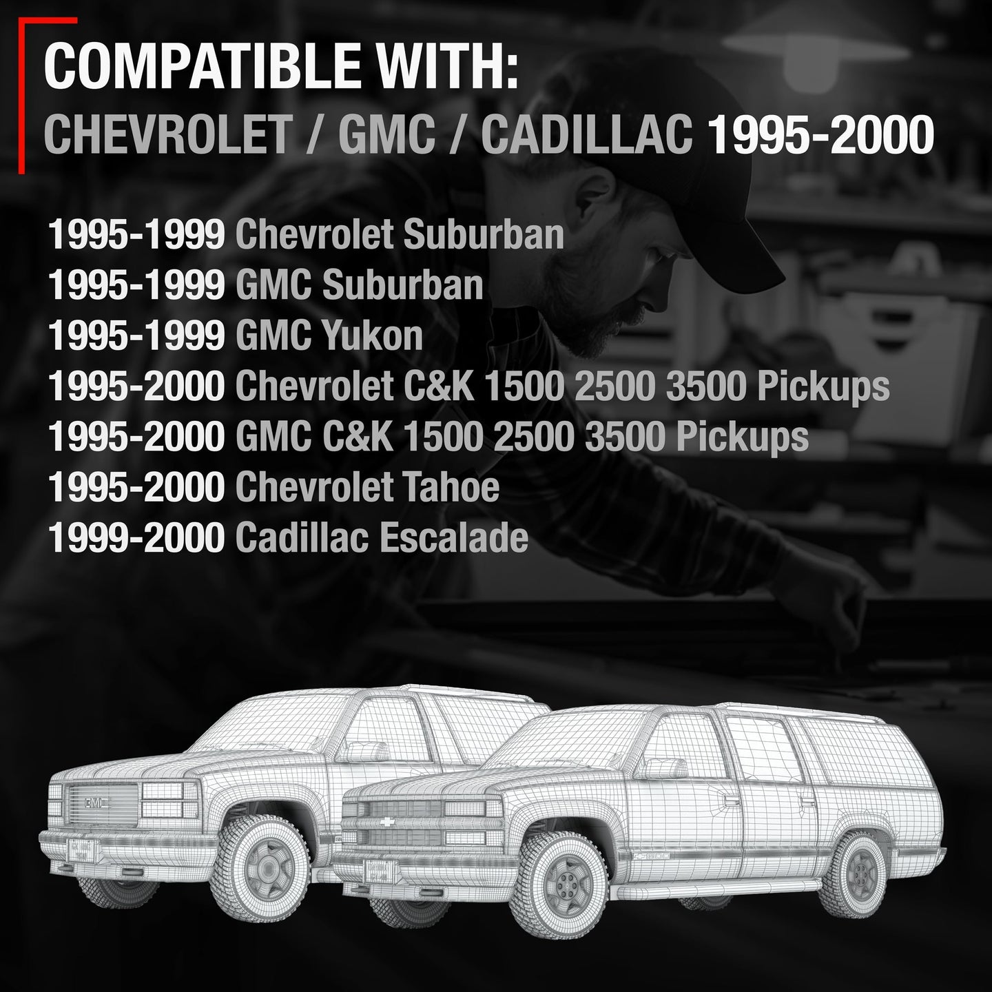 1988-2000 Chevrolet GMC C1500 K1500 C2500 K2500 K3500 92-94 Blazer 95-99 Tahoe 00 GMC Yukon Exterior Front Driver Door Handle Upgraded Metal - Black - Metal Lever Left Handle