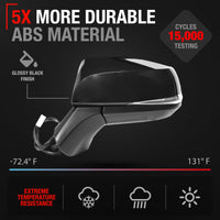 2019-2024 Toyota RAV4 Driver Side Mirror Replacement Powered Manual Fold Heated Turn Signal Flat Glass Smooth Black - Driver Side Mirror