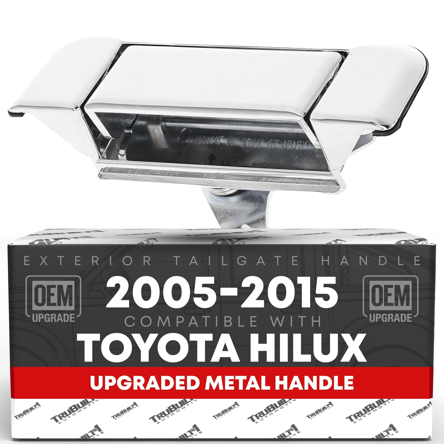 2005-2015 Toyota Hilux Vigo Tailgate Handle Assembly, Upgraded Metal w/ Plastic Housing - All Chrome - Chrome Tailgate Handle