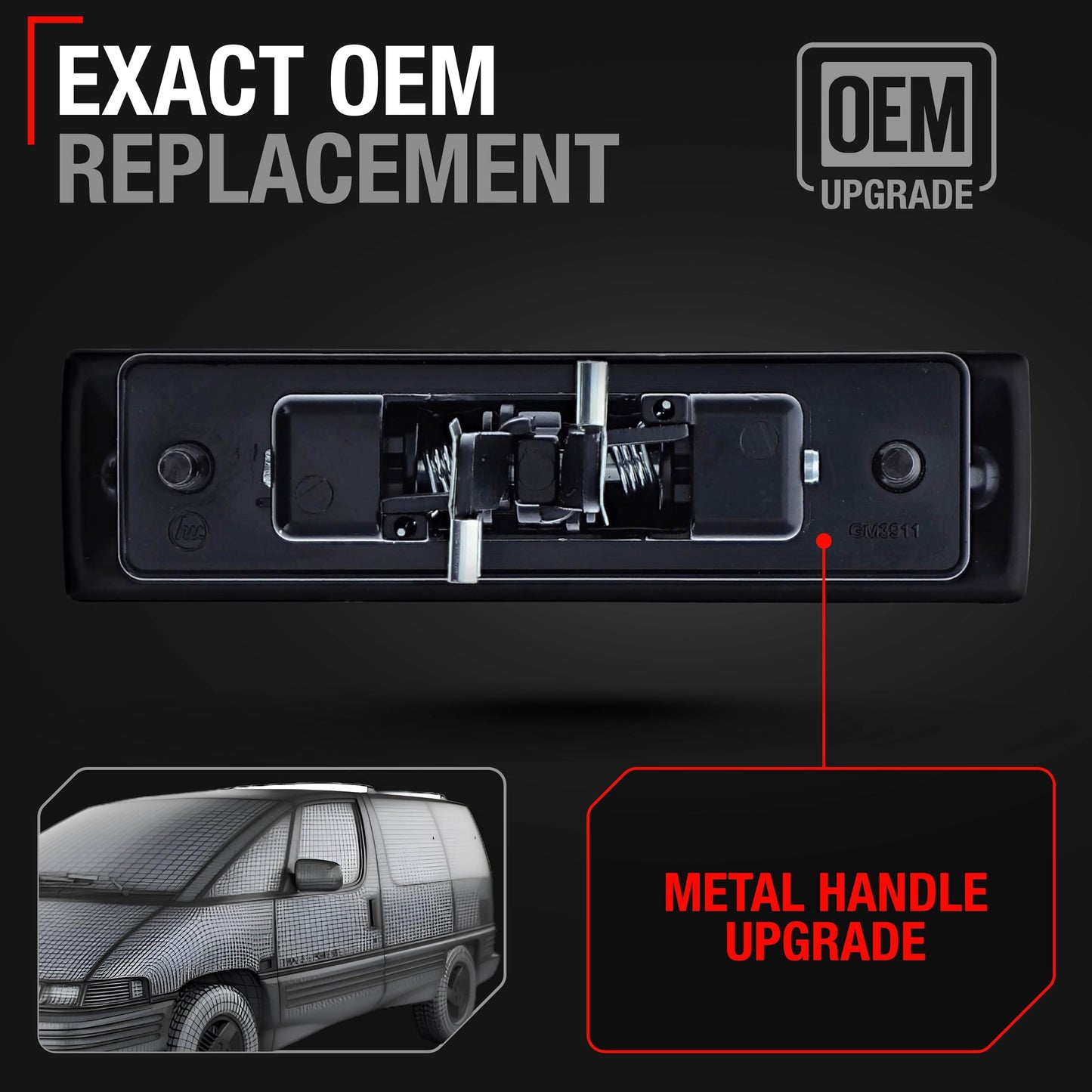 1985-1992 Chevrolet Astro GMC Safari 1990-1996 Pontiac Trans Sport Lumina APV Exterior Rear Sliding Door Handle - Upgraded Metal - Driver + Passenger Sliding Handle