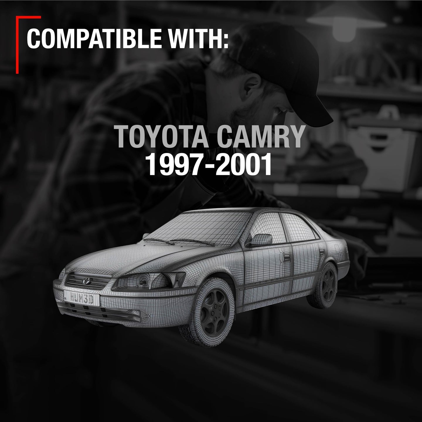 1997-2001 Toyota Camry Exterior Front Driver Door Handle Replacement - Smooth Black Plastic - Front Driver Door Handle