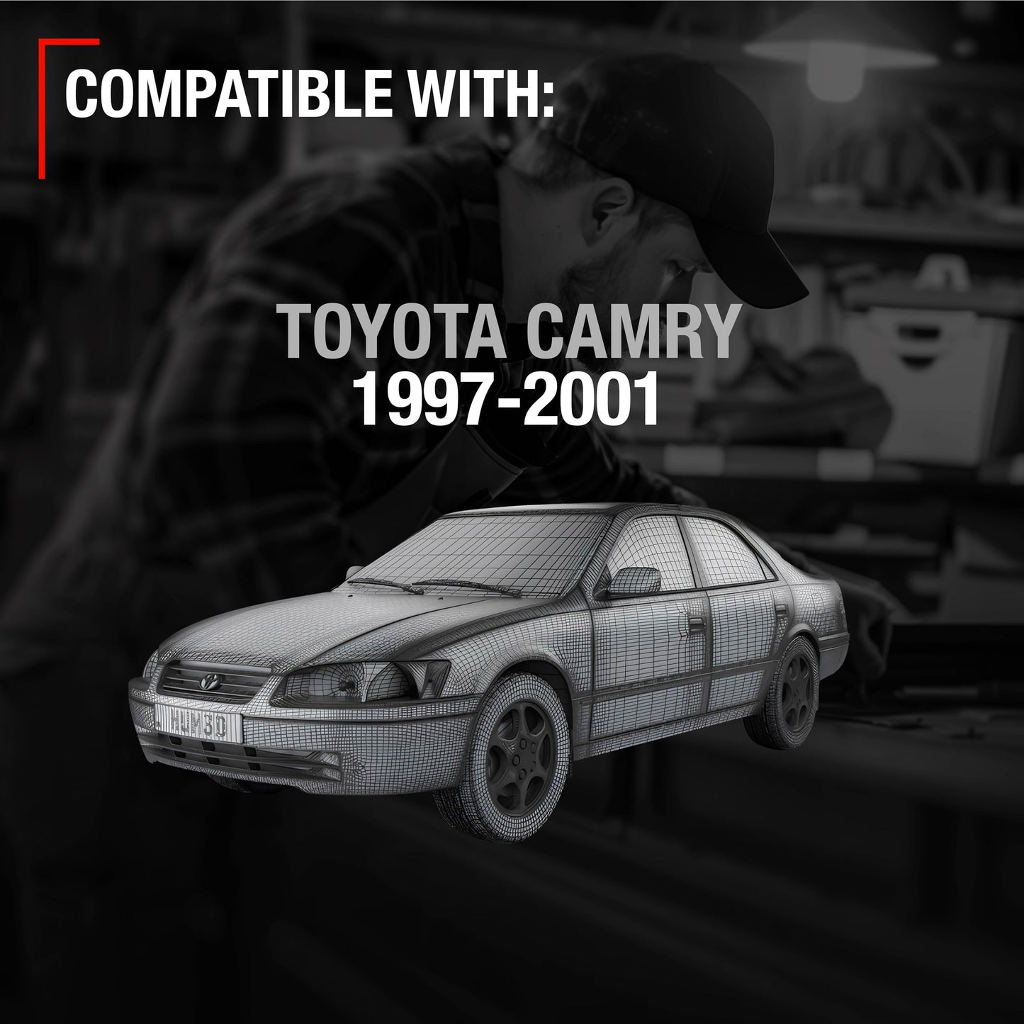 1997-2001 Toyota Camry Exterior Front Driver Door Handle Replacement - Smooth Black Plastic - Front Driver Door Handle